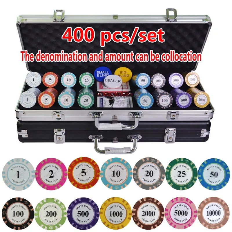 100-500PCS/SET Poker Chips Sets, Poker Chips Colorful Clay Crown Casino Chips Texas Hold'em Poker Sets With Aluminum suitcase