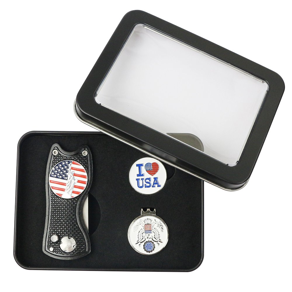 Factory Wholesale Custom Golf Accessories Series Golf Gift Set With Golf Tee Magnetic Divot Tool And Ball Marker