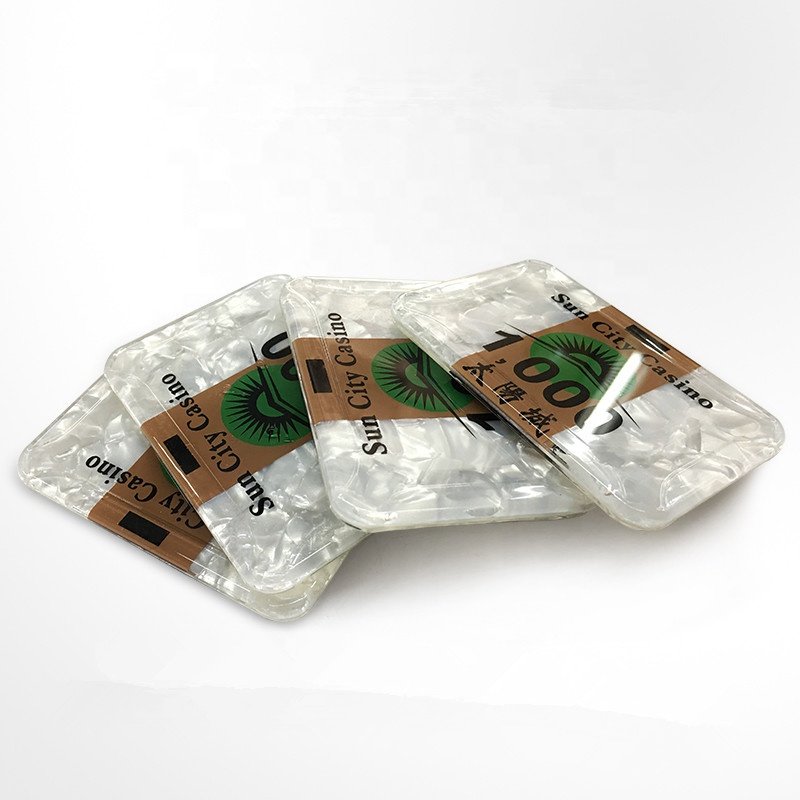 Custom square shape acrylic poker chip with your denominations