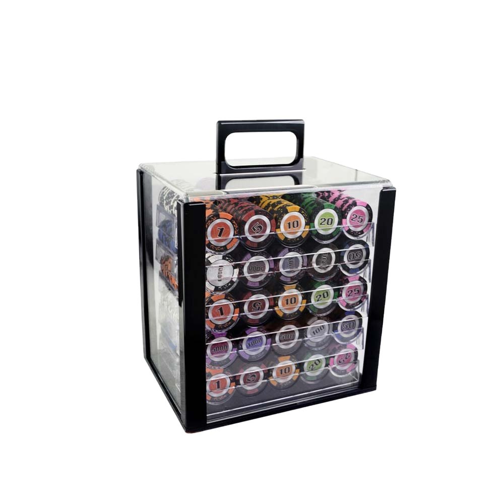 1000pcs plastic box with transparent tray ceramic sticker poker chip set