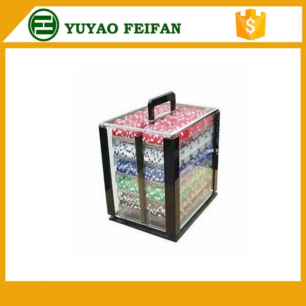 1000pcs plastic box with transparent tray ceramic sticker poker chip set