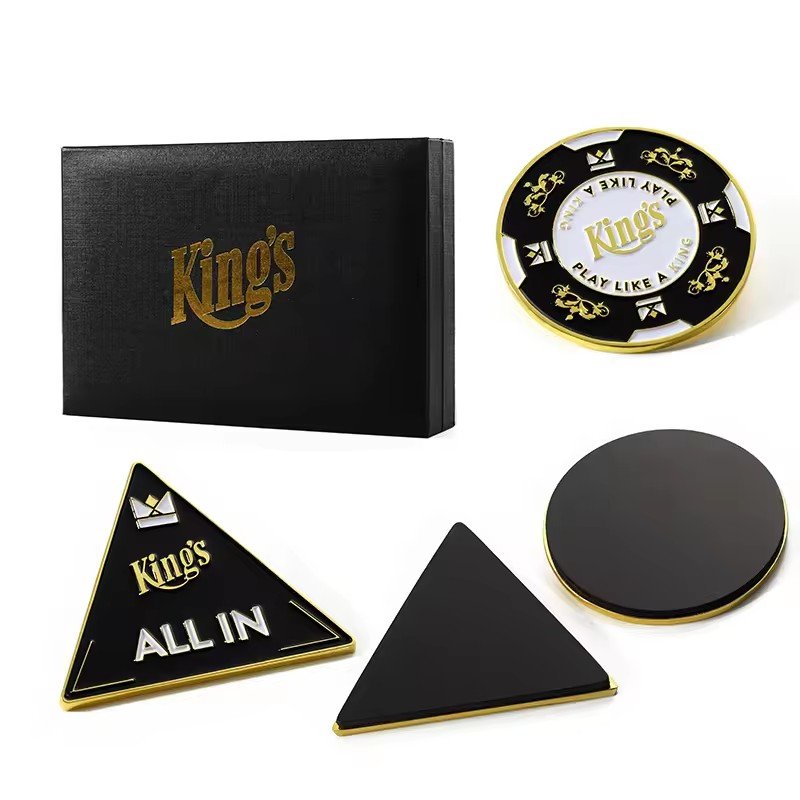 Wholesale luxury gold European professional custom logo enamel metal poker chips
