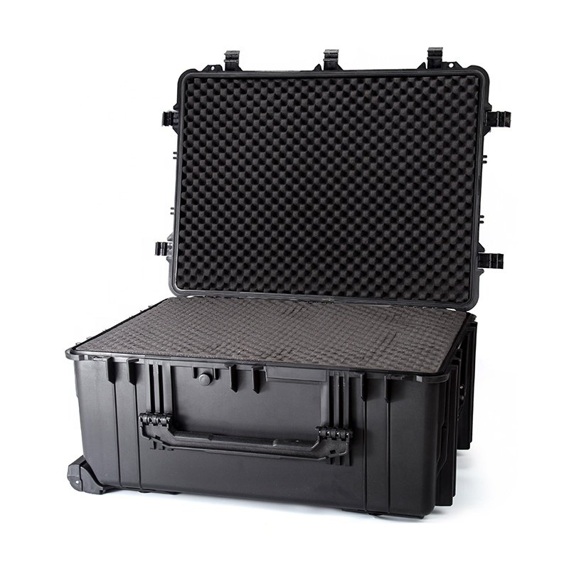 PP Plastic Hot Sale Waterproof Black Large Protective Safty Carrying Equipment Flight Trolley Tool EVA Case