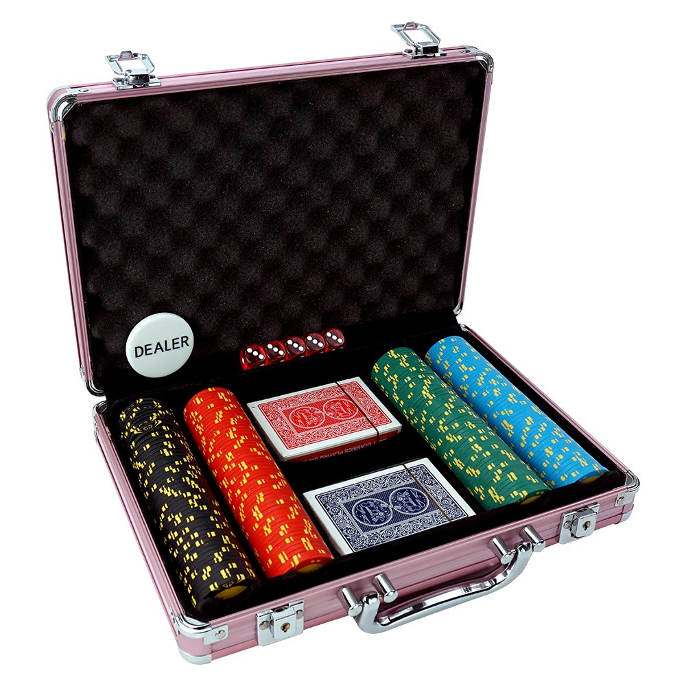New design 200pcs pink aluminum box chips poker casino accessory cases for 39mm or 40mm poker chips