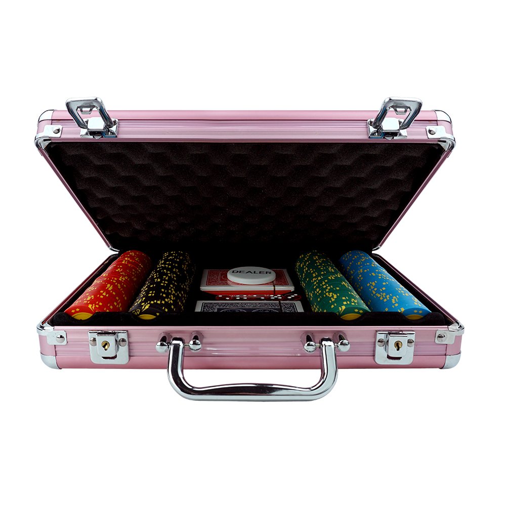 New design 200pcs pink aluminum box chips poker casino accessory cases for 39mm or 40mm poker chips