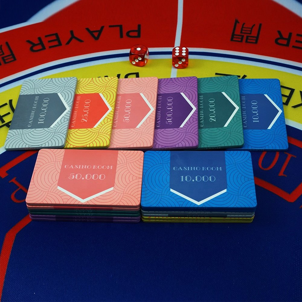 Wholesale custom 39g rectangular shape of ceramic poker chips personalized square plaque 83.5mm with best price for casino game
