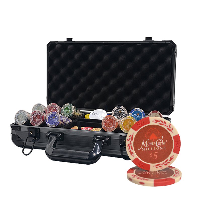 300PCS/Set New Casino Texas Hold'em clay Chips set Sticker Poker Chip Set with Thicken Aluminum Box