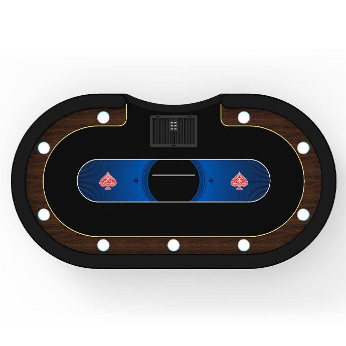 YH Exquisite New Design LED Lighting Texas Poker Table With Runway Water Cup and Chips Tray