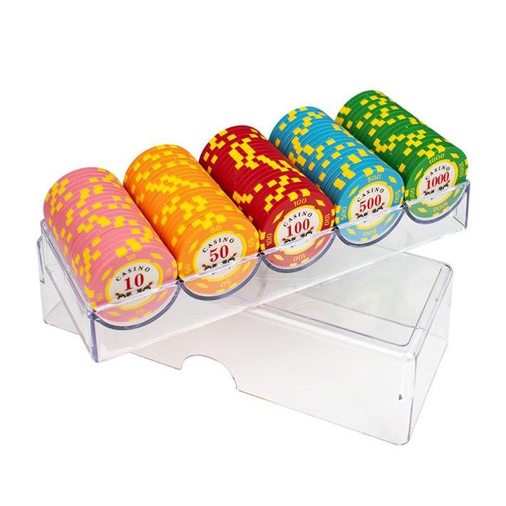 YH 100pcs Acrylic Clear Poker Chip Tray To Hold 40mm Poker Chips Case