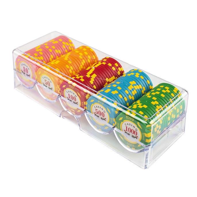 YH 100pcs Acrylic Clear Poker Chip Tray To Hold 40mm Poker Chips Case