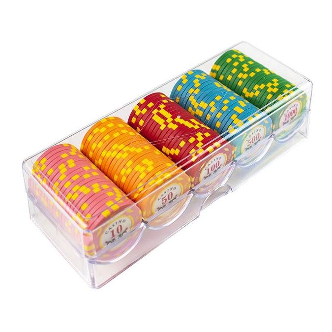 YH 100pcs Acrylic Clear Poker Chip Tray To Hold 40mm Poker Chips Case