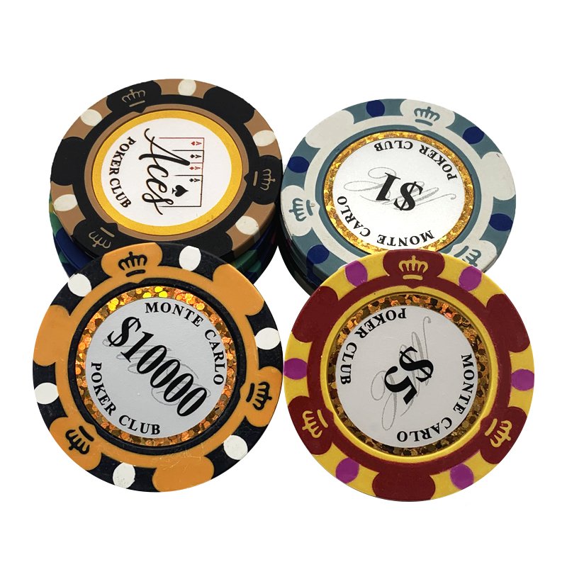 Clay Poker Chips 14g Set Casino Poker Coins 40mm Entertainment Custom Poker Chip Texas Hold'em Dollar Game USA FBA Drop Shipping