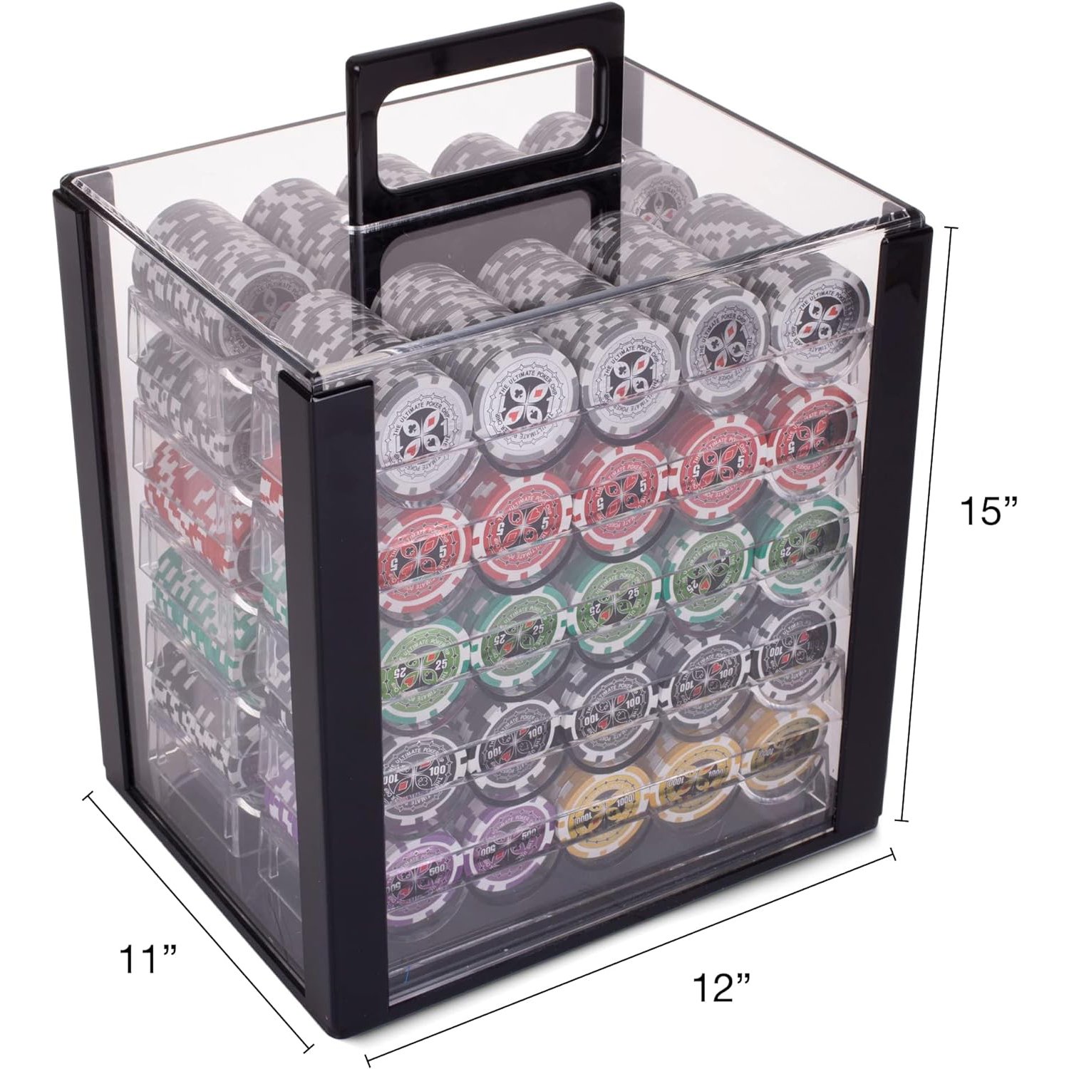 10 Pcs Acrylic Poker Chip Case 1000 Capacity Chip Tray Set Acrylic Poker Carrier Acrylic Casino Poker Chip Display