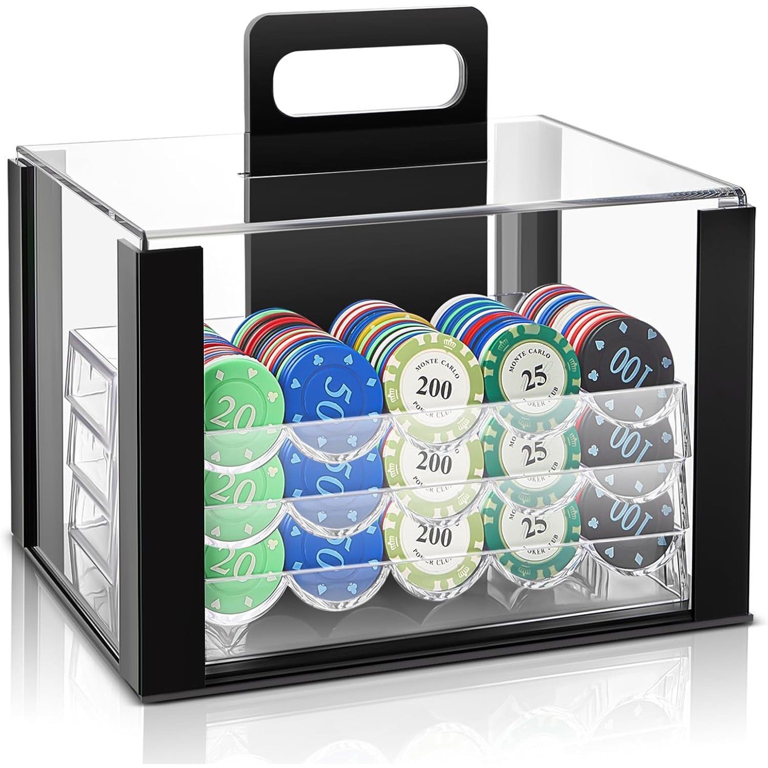 10 Pcs Acrylic Poker Chip Case 1000 Capacity Chip Tray Set Acrylic Poker Carrier Acrylic Casino Poker Chip Display