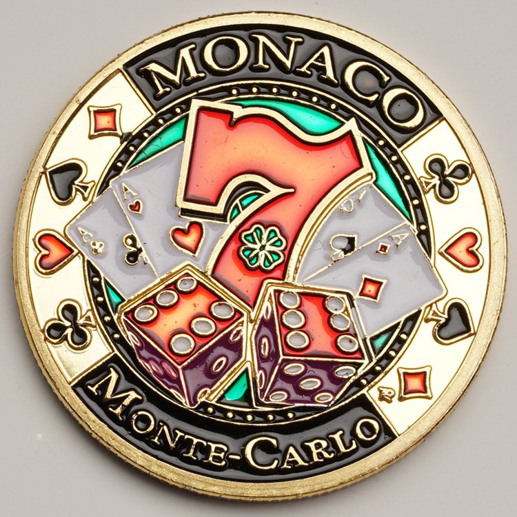 Custom 32mm Casino Poker Number Coin Las Vegas 7 Coin Enamel Metal Poker Chips