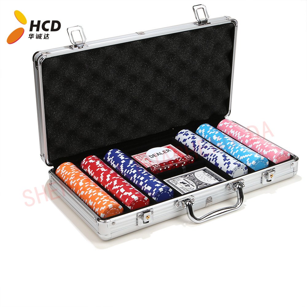 500pcs Clay Composite Poker Chips Set with Aluminium Case 2 Playing Cards-for Bargaining Poker Games