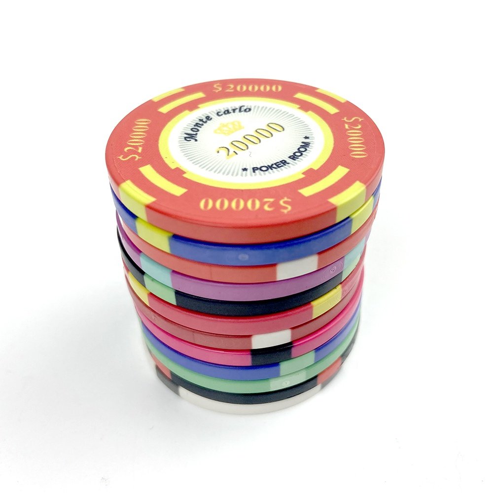 Custom logo ceramics poker chips Monte Carlo 10g 39*3.3mm colorful chips free desgin free sample from Chinese kaile factory