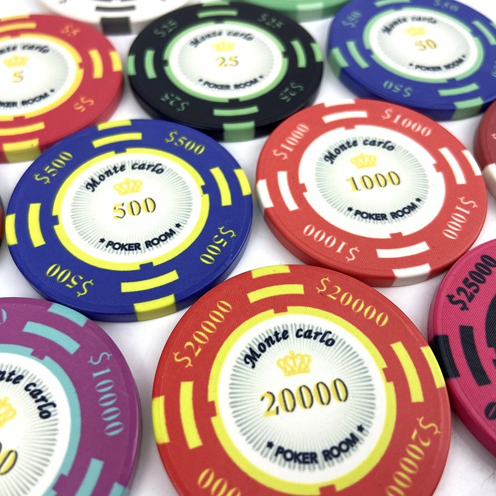 Custom logo ceramics poker chips Monte Carlo 10g 39*3.3mm colorful chips free desgin free sample from Chinese kaile factory