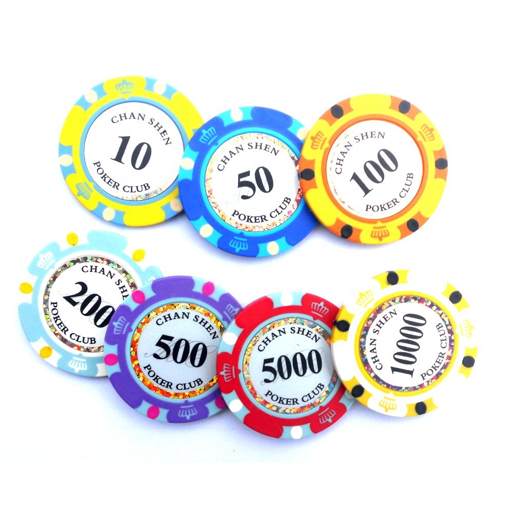 Three-Tone Sticker Real Clay Poker Chip for casino