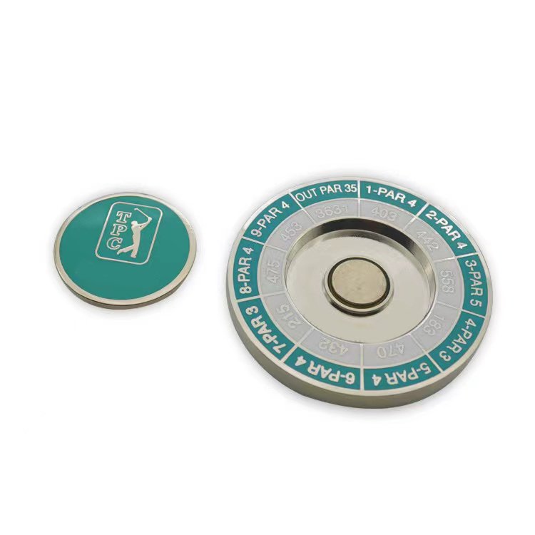 Custom quality golf coins with box Metal Poker Chips Enamel Golf Ball Marker magnetic yardage golf ball marker coins