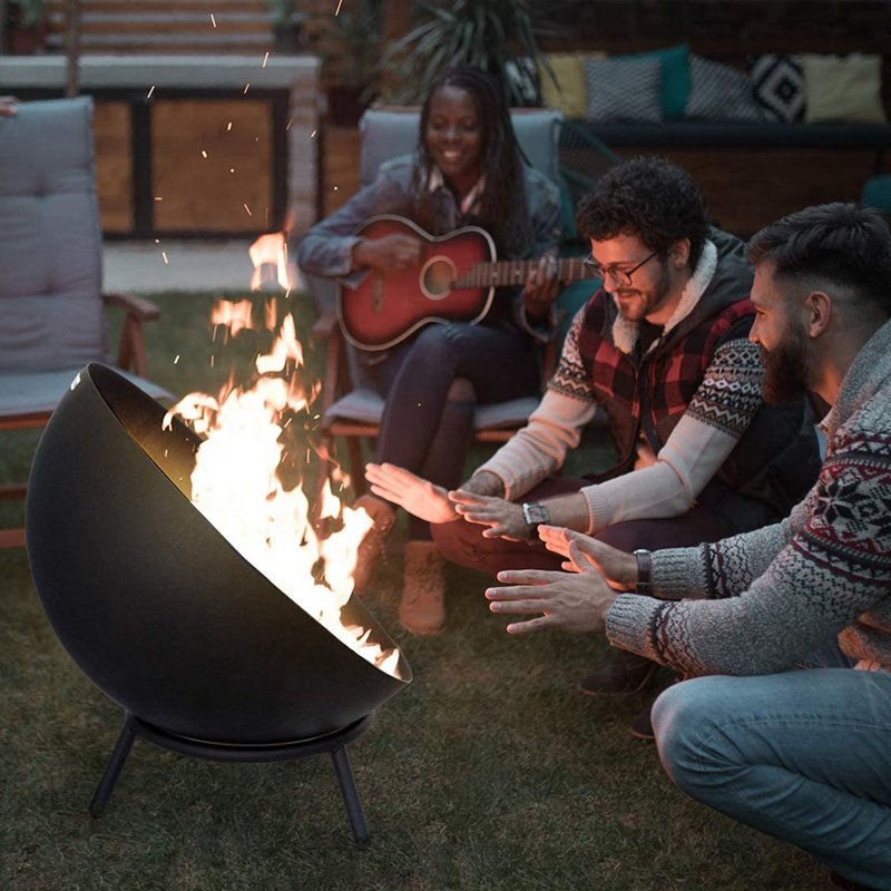 New design outdoor 60cm deep bowl wood burning ball shape fire bowl