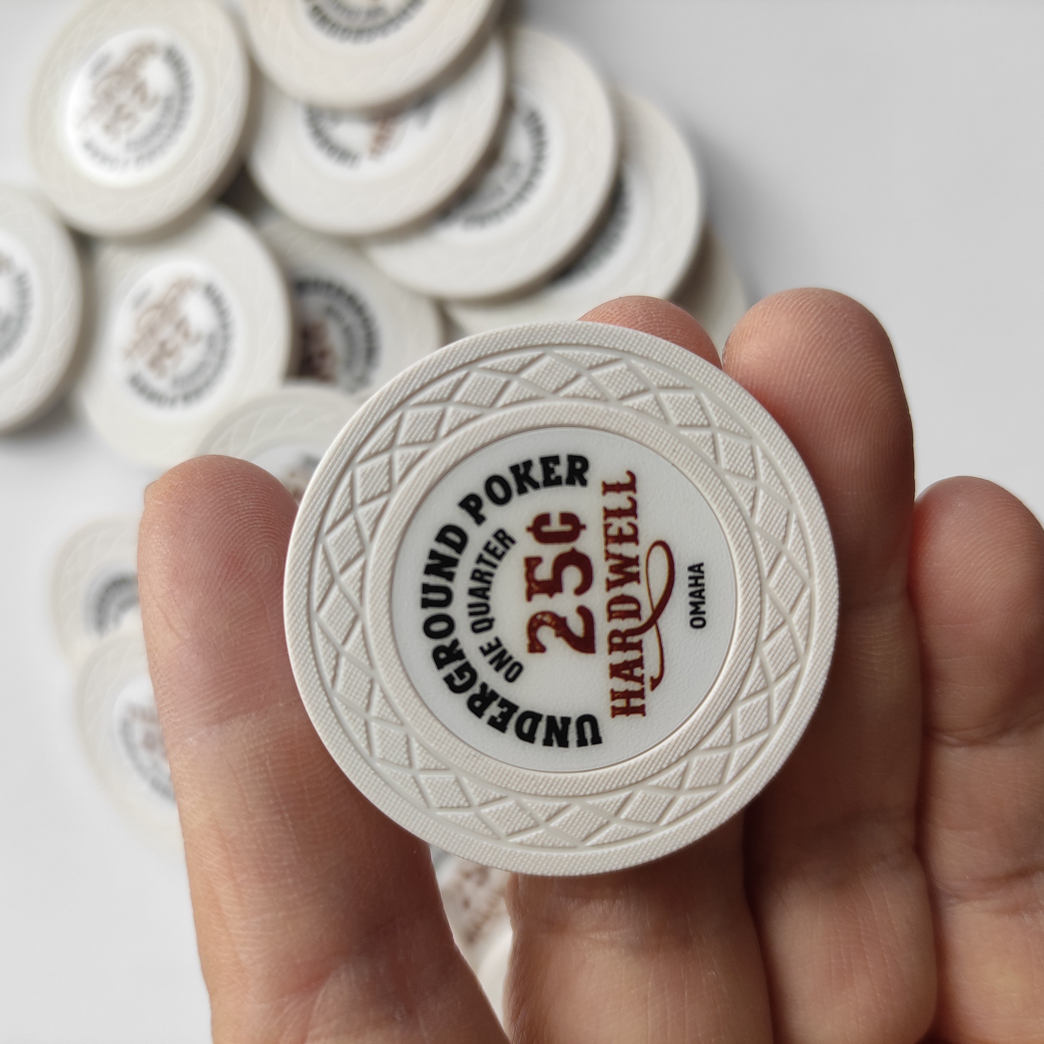 Sublimation hybrid web 39mm 43mm ceramic poker chip with labels inlay