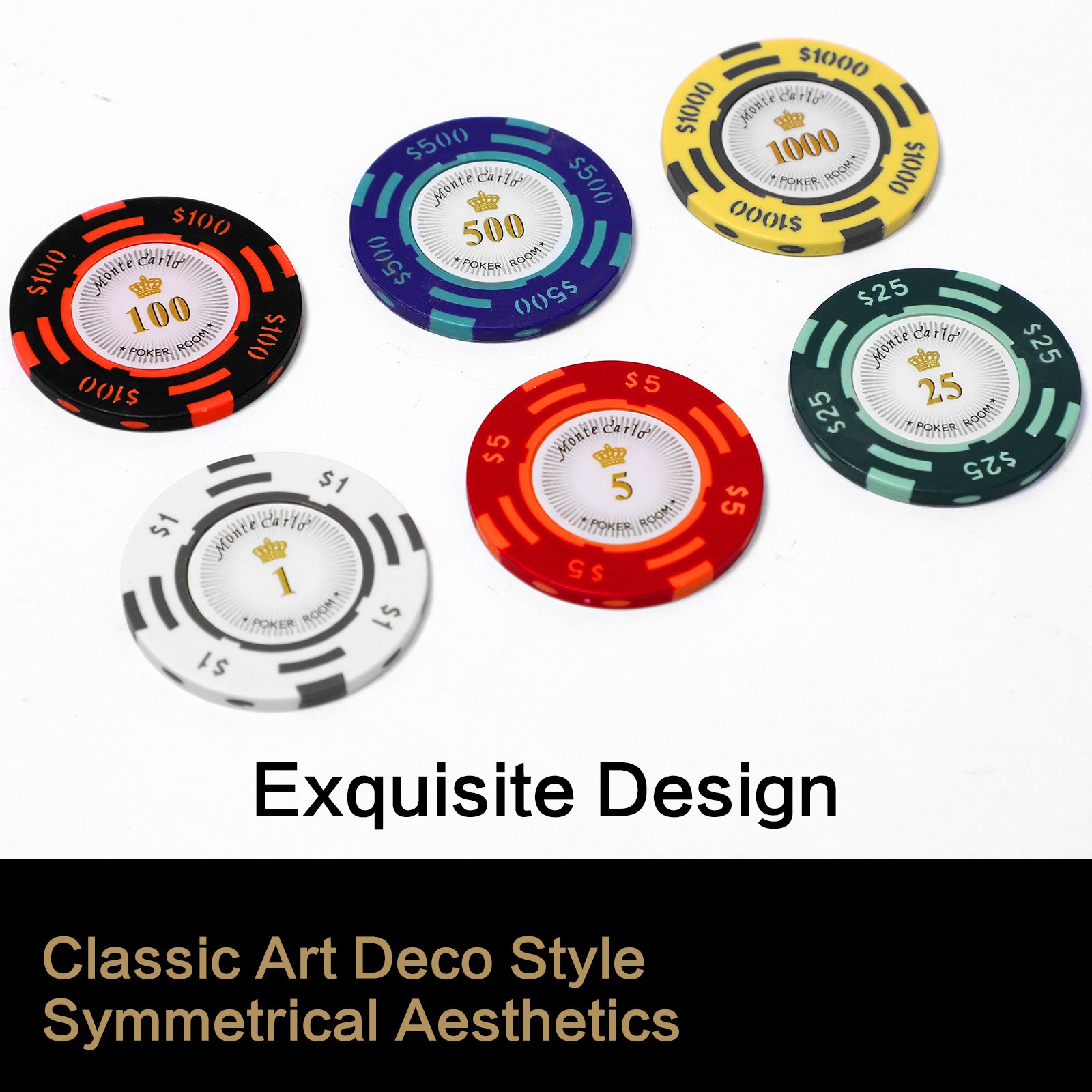 custom various colors with aluminum suitcase casino 500pcs clay poker chips set