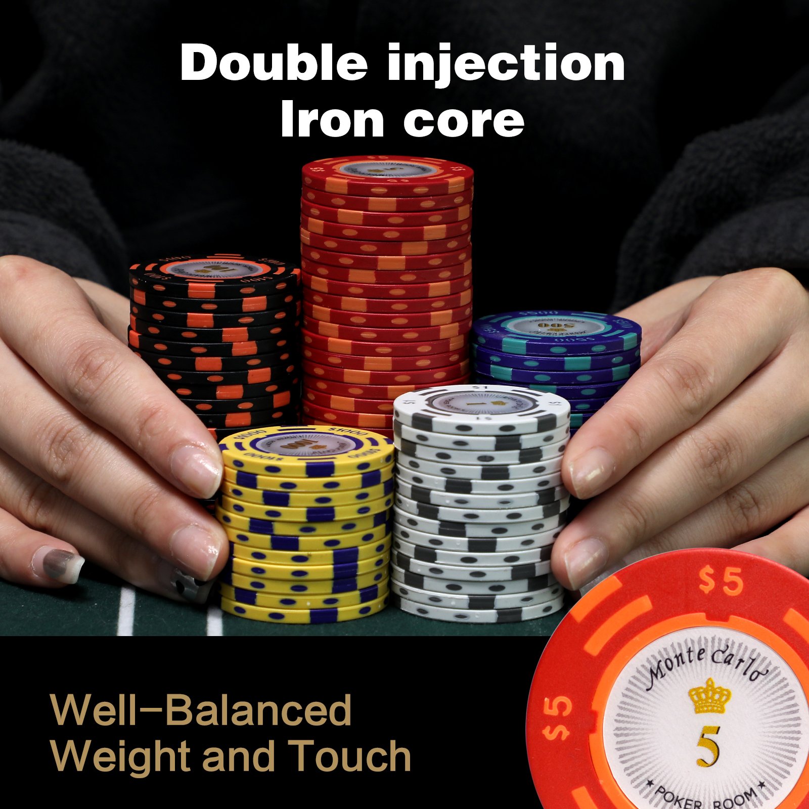 custom various colors with aluminum suitcase casino 500pcs clay poker chips set