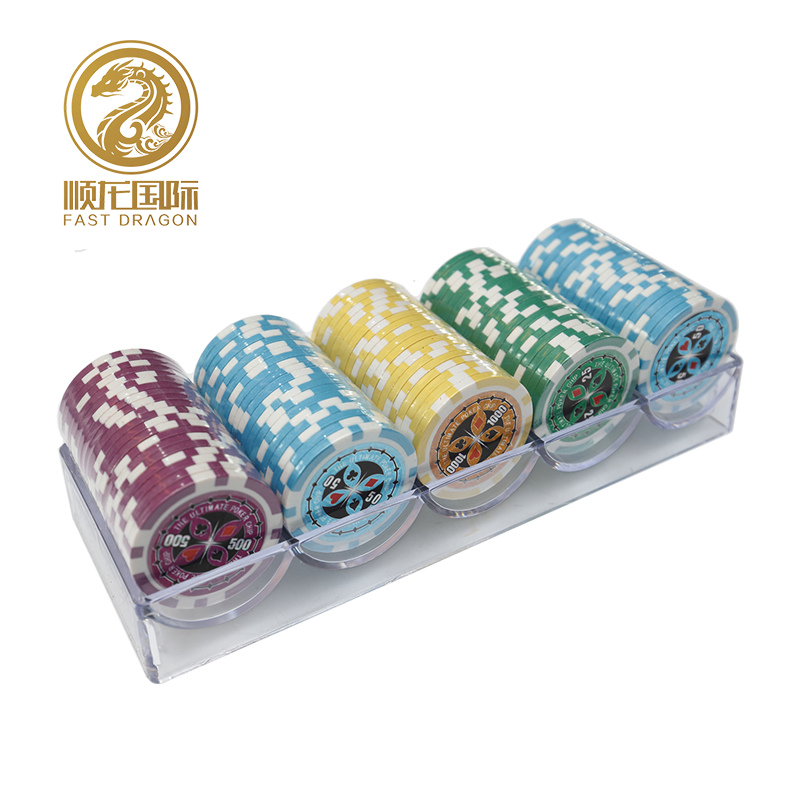 11.5ABS Clay Poker Chips Sets Customized with Transparent Chip Case 600PCS Poker Chips Carrier (DRA-GB2025 )