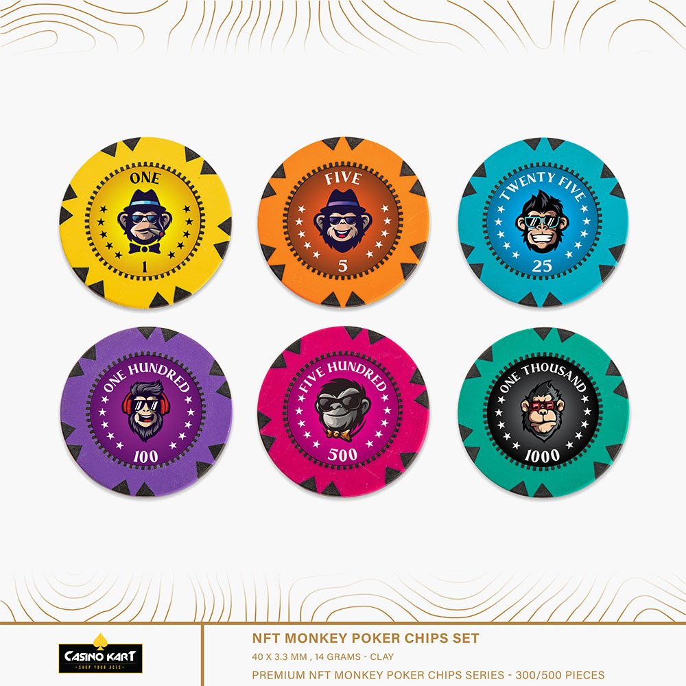 NFT Monkey Poker Clay Chipset poker chip with customised colour and logo in lay 14 gm casino chip