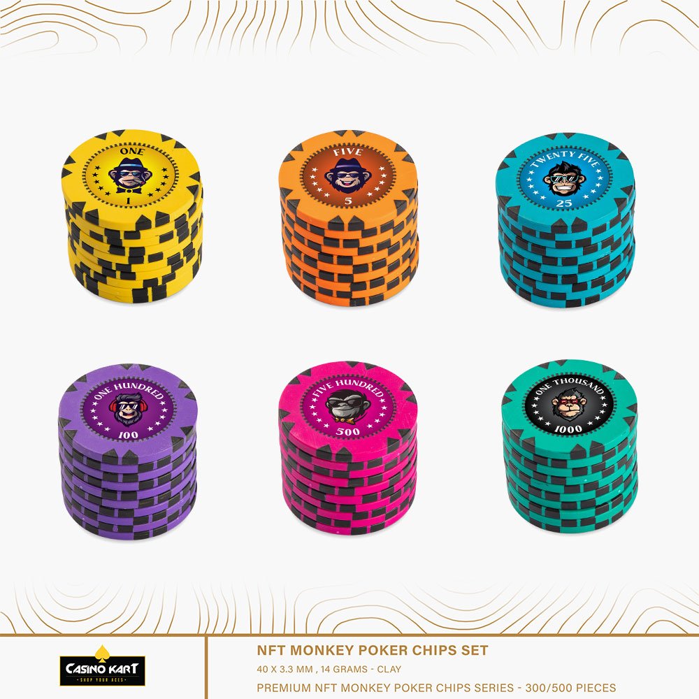 NFT Monkey Poker Clay Chipset poker chip with customised colour and logo in lay 14 gm casino chip
