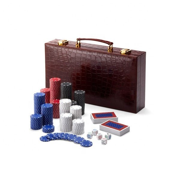 Luxury pu leather box two deck playing cards poker game set
