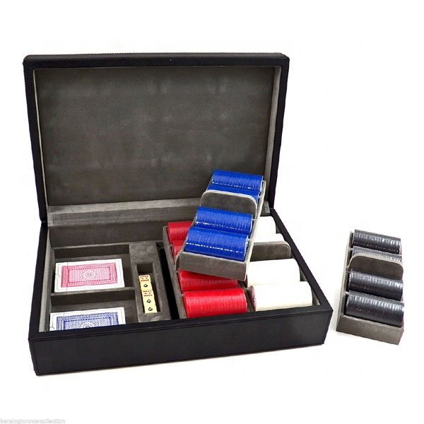 Luxury pu leather box two deck playing cards poker game set