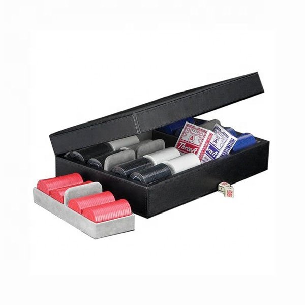 Luxury pu leather box two deck playing cards poker game set