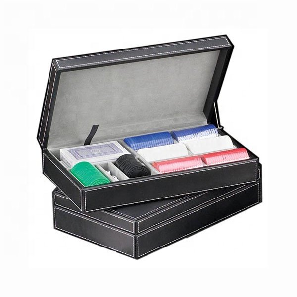 Luxury pu leather box two deck playing cards poker game set