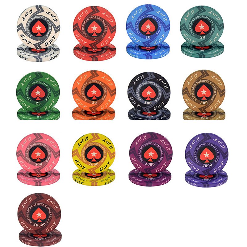 EPT Ceramic Poker Chips 39mm Poker Chips Mahjong Texas Hold'Em Casino Custom Poker Chips