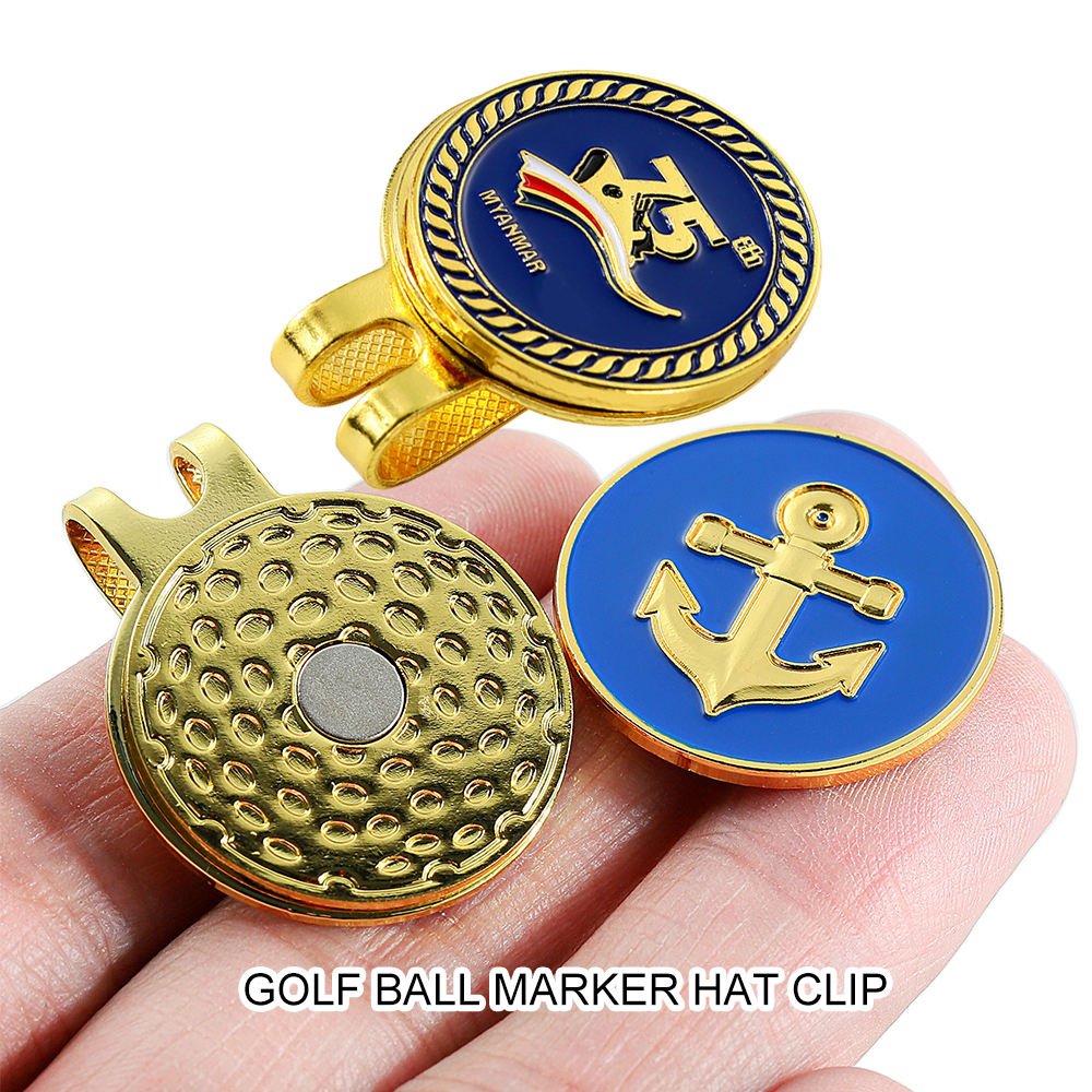 High Quality Free Design Custom Logo Metal Golf Ball Marker Coin Magnetic Golf Hat Clip Custom Golf Ball Marker
