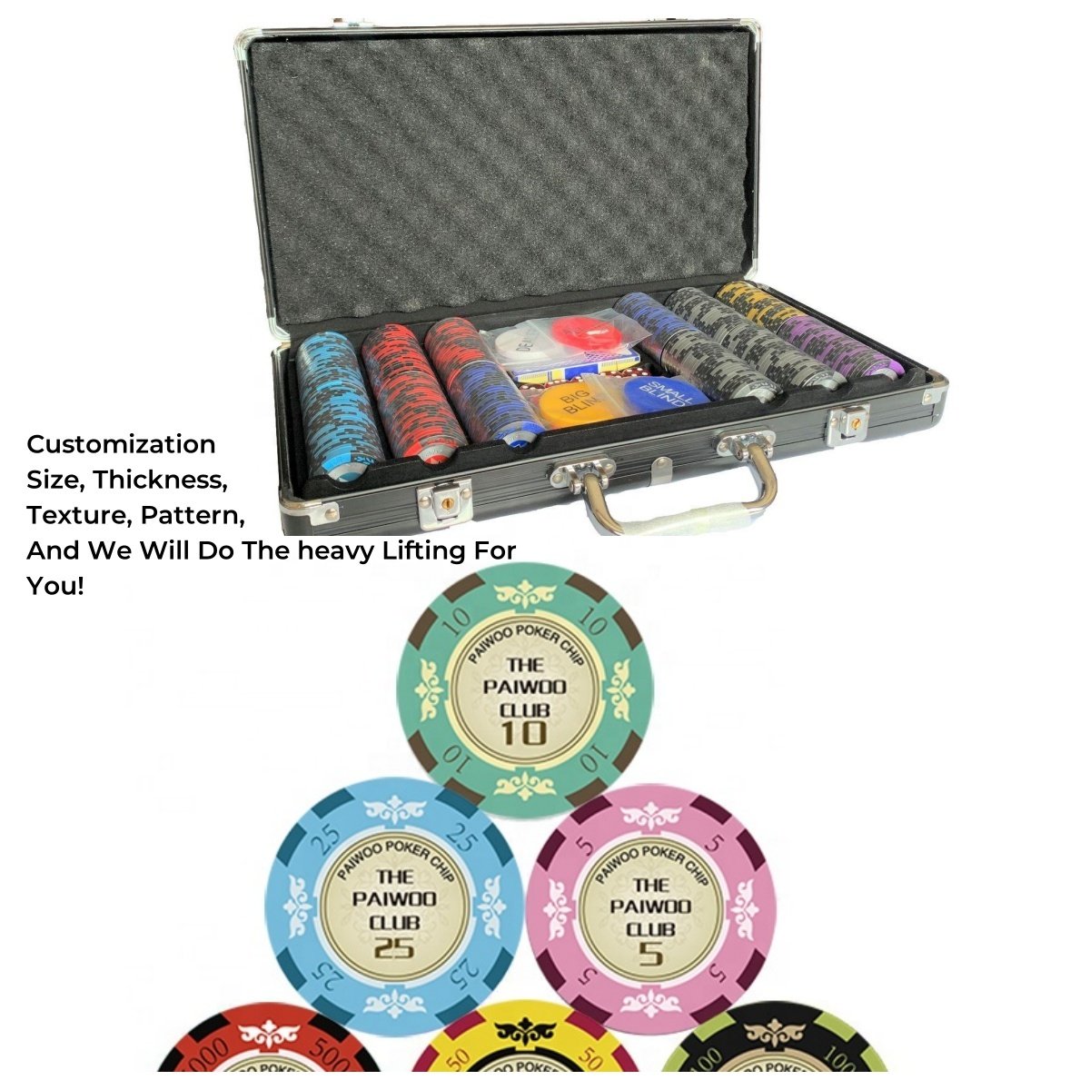 Casino-Grade 300pcs Tournament-Quality Ceramic Poker Chips Set for Players
