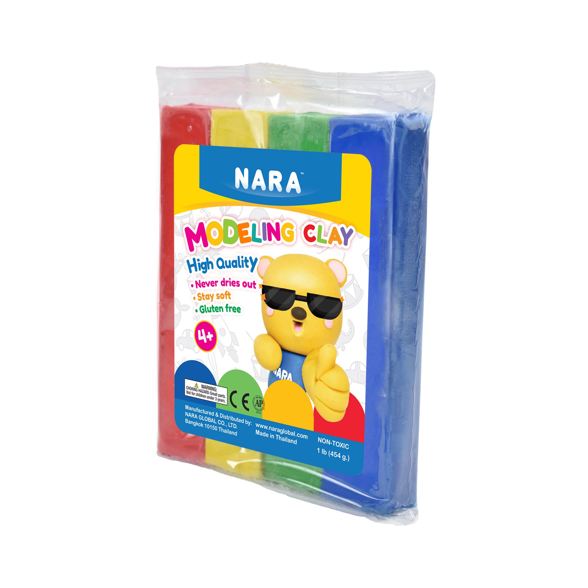 Modeling Soft Clay Premium Quality for Kids 454 G.- PRIMARY color, Non-Toxic Colored Plasticine Set 4 Stick of Clay (OEM)