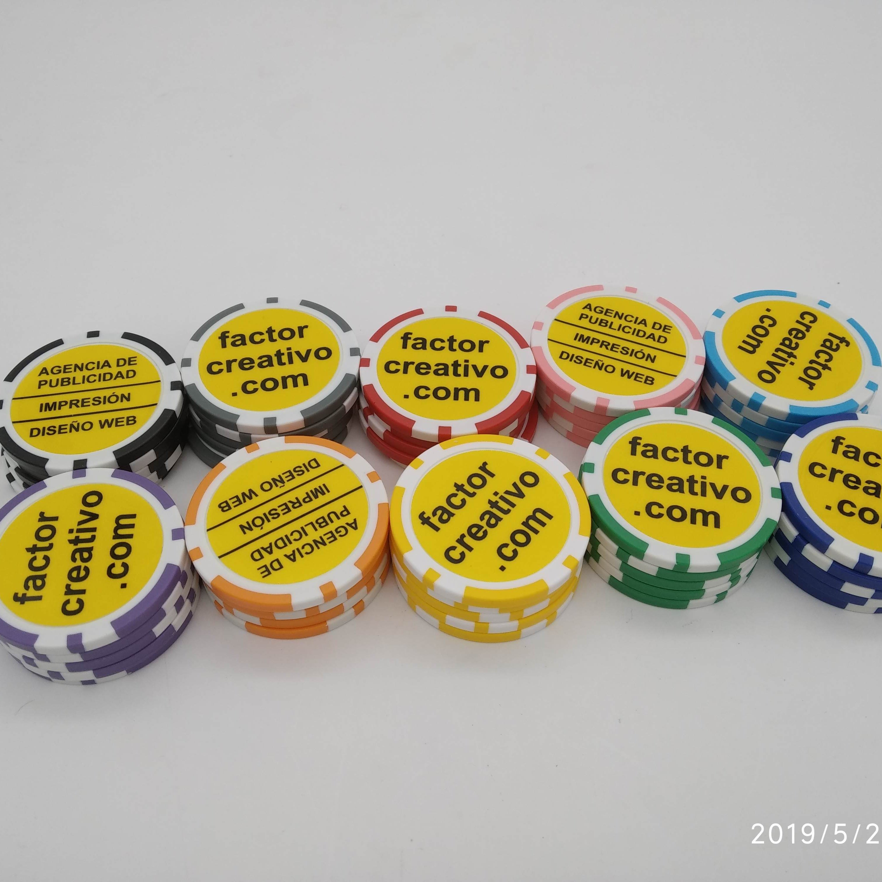 Customized low MOQ fast shipping assorted color full color printing 40mm diameter poker chip golf ball marker