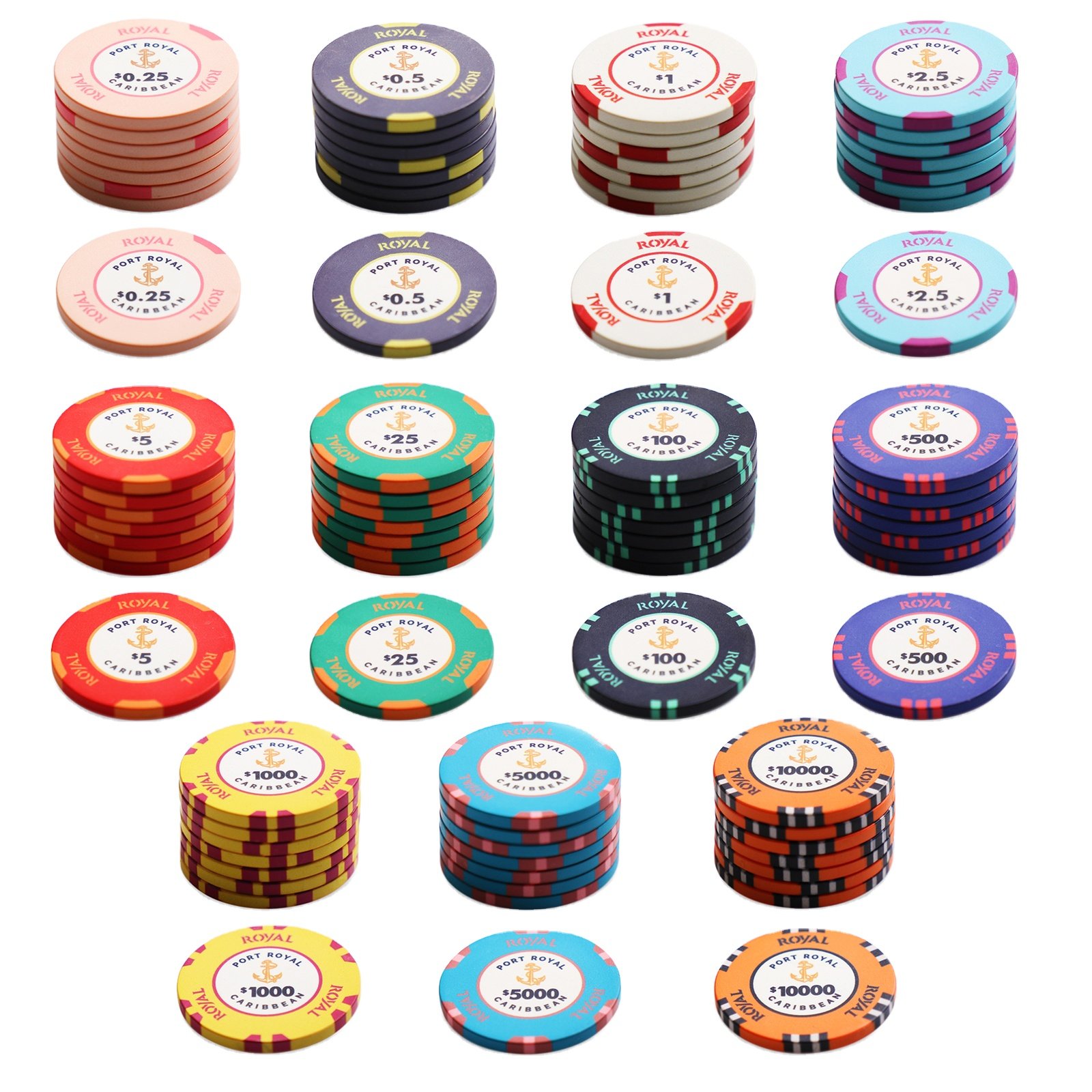 Fully customisable EPT Professional Ceramic Material Poker Chips 10g and 40MM poker chips with customises design colour and logo