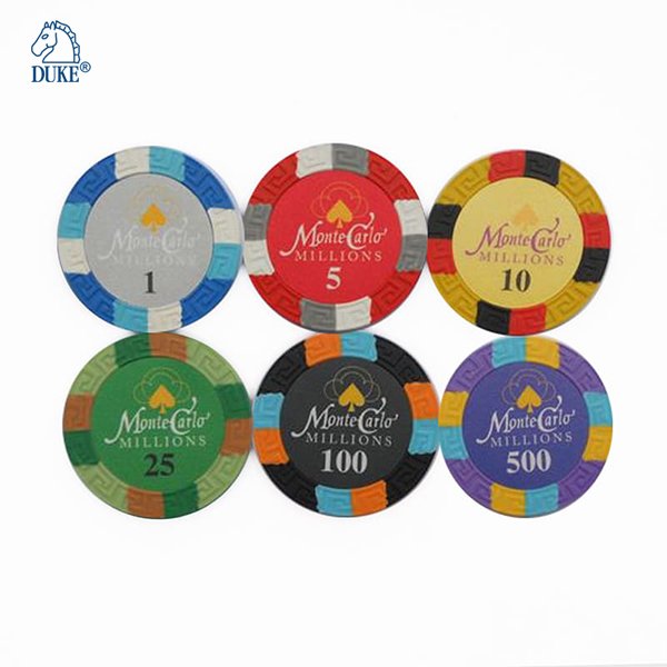 3 Color design Inlay Sticker Casino Quality Poker Chips Monte Carlo