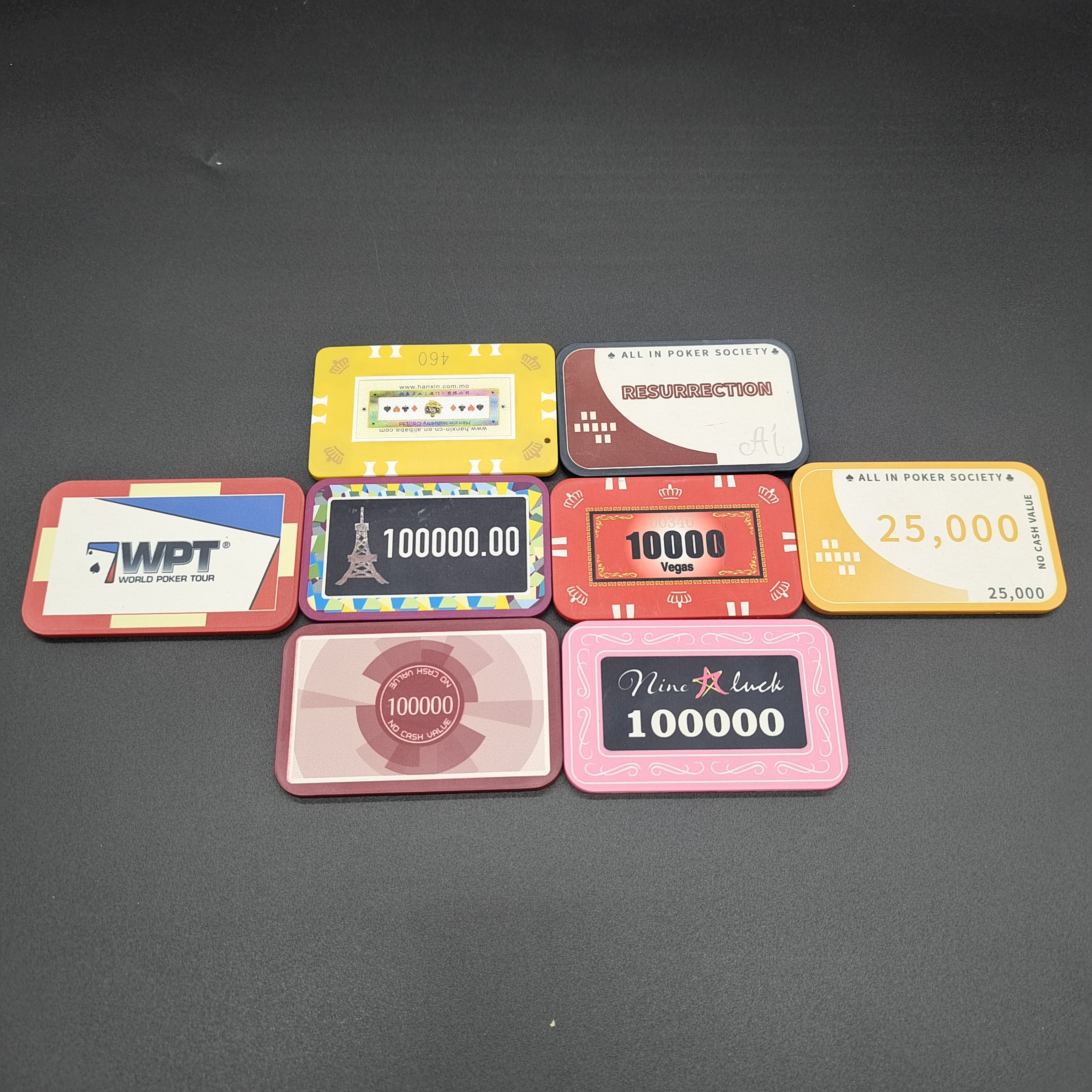 Custom Metal Single Printable Oversized European Canada Square Solid Colored Poker Chips