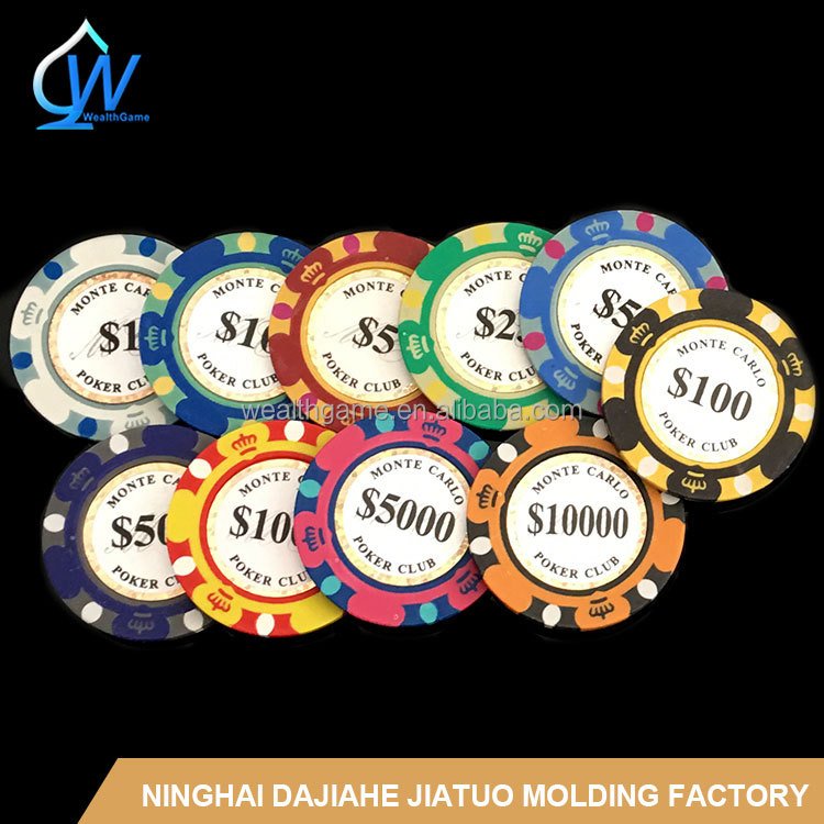 14g Three Tone Monte Carlo Clay Poker Chip with Gold Trim Sticker