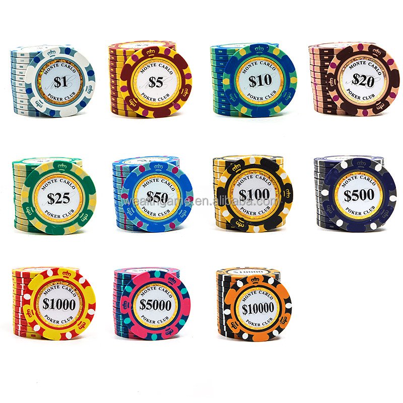 14g Three Tone Monte Carlo Clay Poker Chip with Gold Trim Sticker