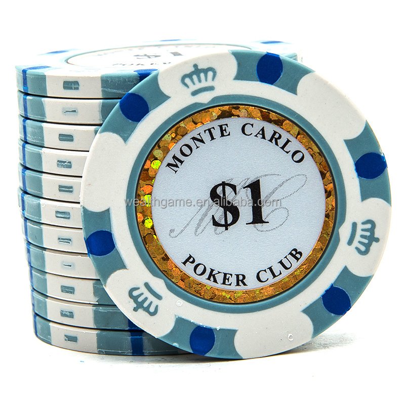 14g Three Tone Monte Carlo Clay Poker Chip with Gold Trim Sticker