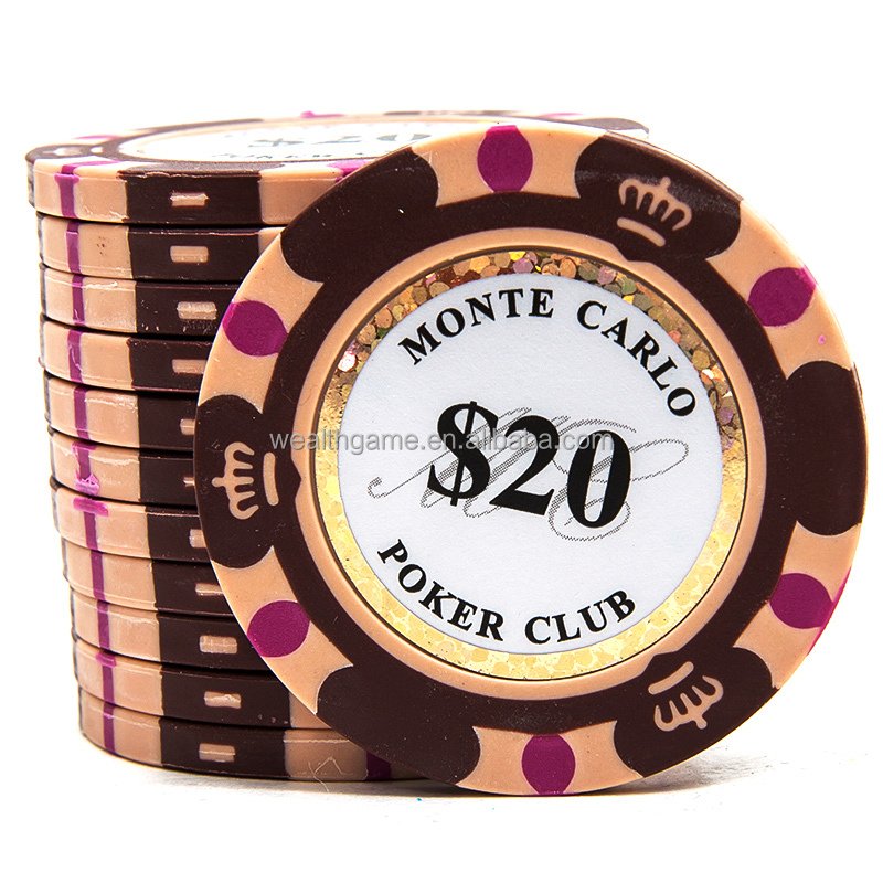 14g Three Tone Monte Carlo Clay Poker Chip with Gold Trim Sticker