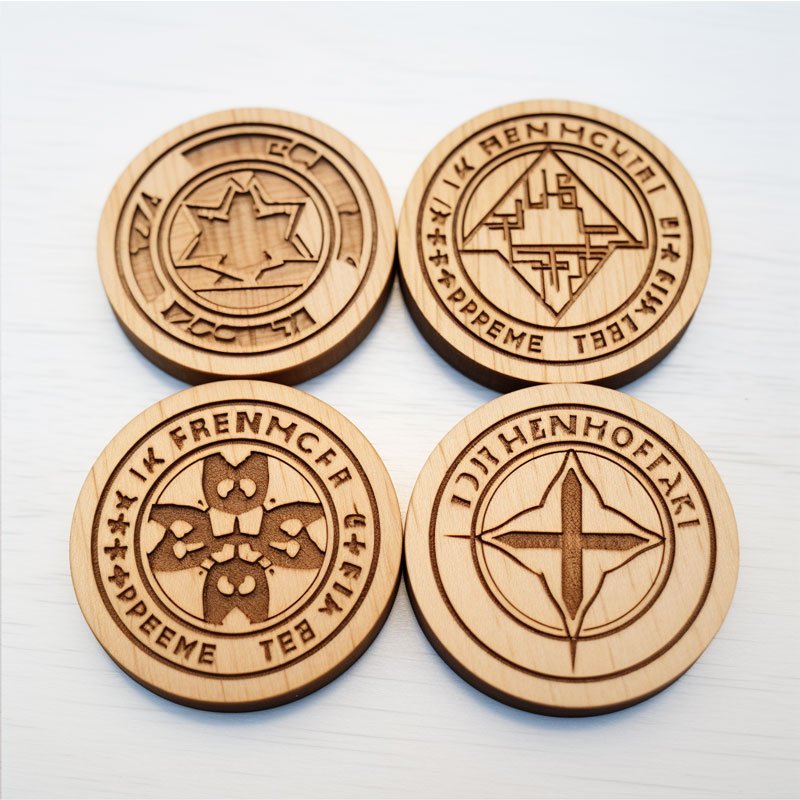 cheap eco friendly brand name logo engraved printed wood custom wooden coins