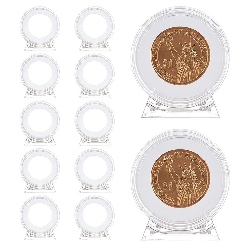 Custom Plastic Clear Acrylic Coin Capsules Holders 21mm 22mm 26mm 25mm 31mm35mm 39mm 40mm 46mm