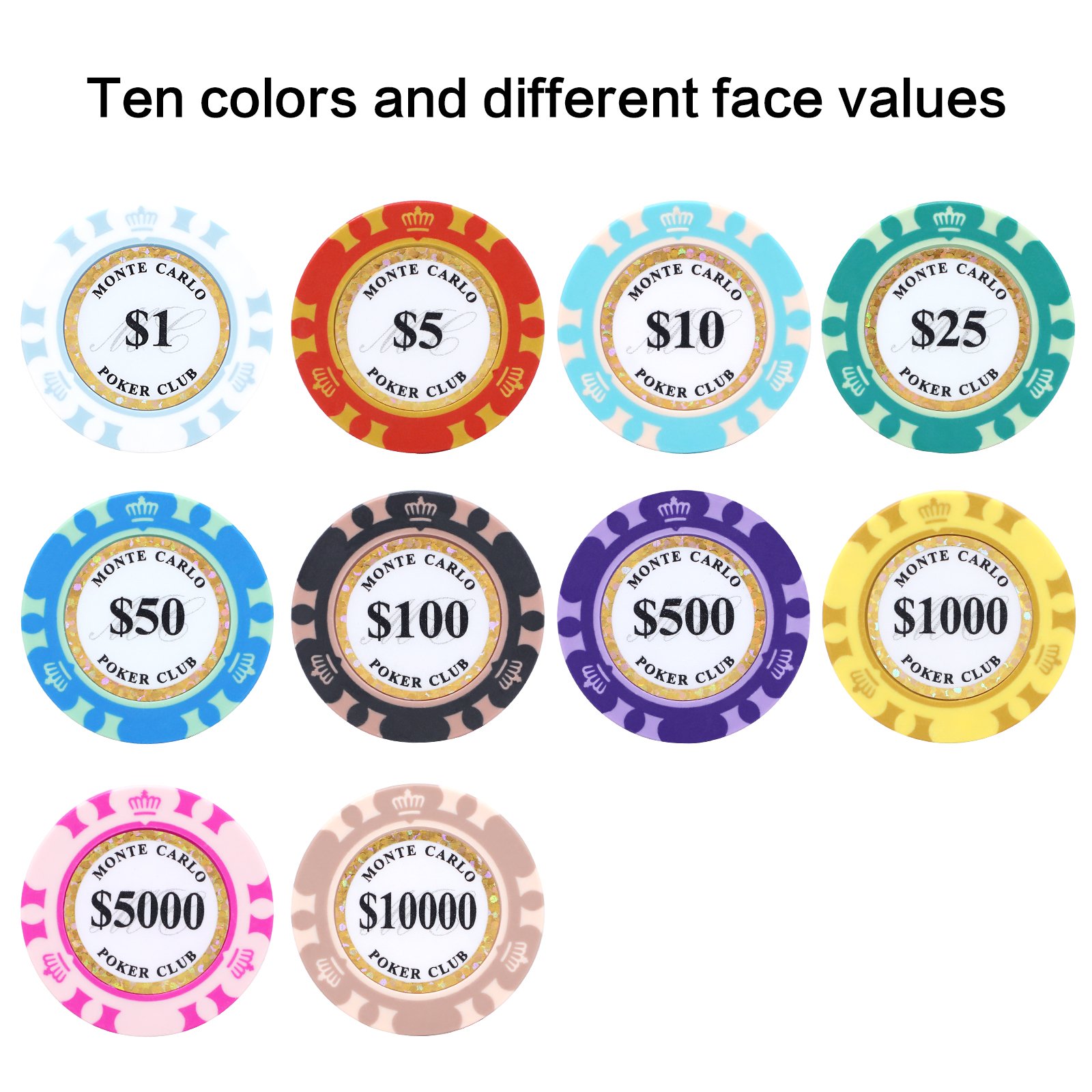 Hot Sale Custom Made Poker Chips with Coin Inlay Clay Monte Carlo Poker Casino Chips 40mm Manufacturing Wholesale In Stock